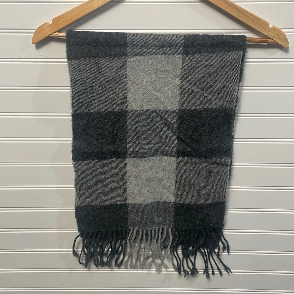 Plaid Gray Tones Baby Alpaca Made In Peru Scarf
